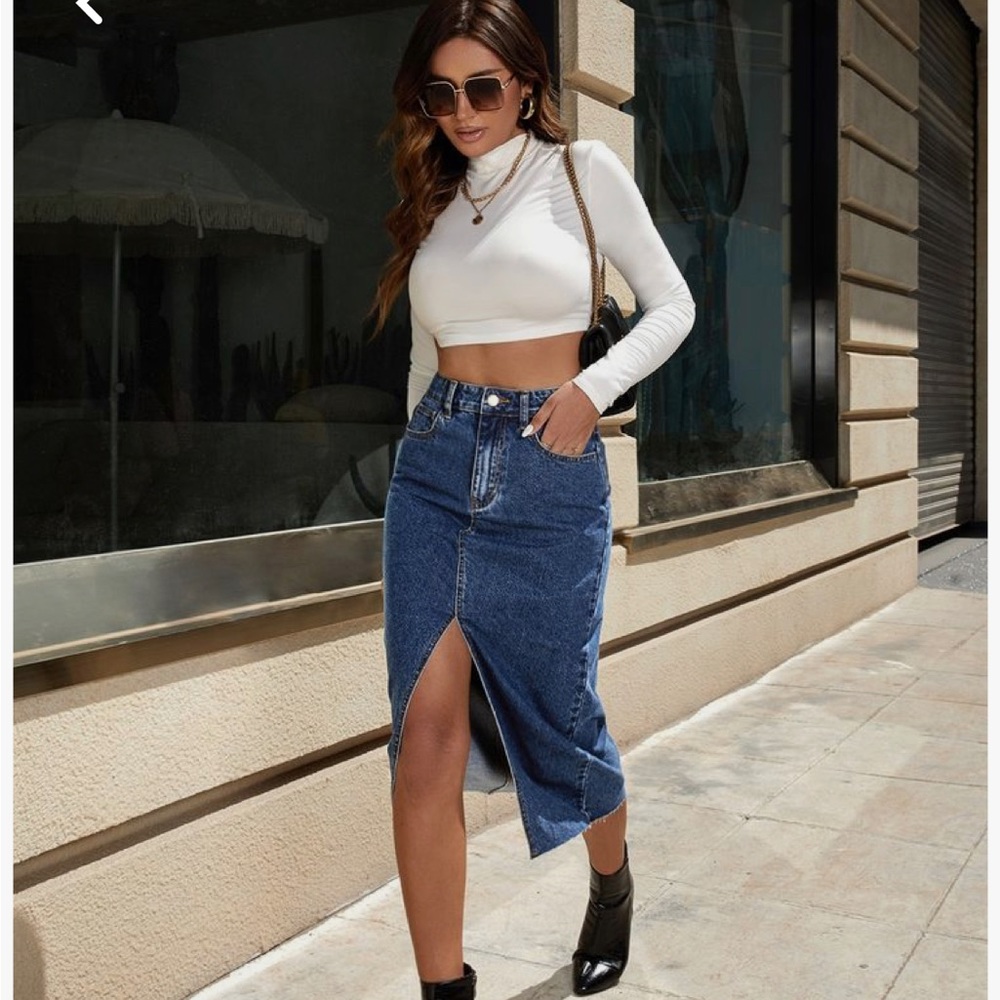 Long denim skirt